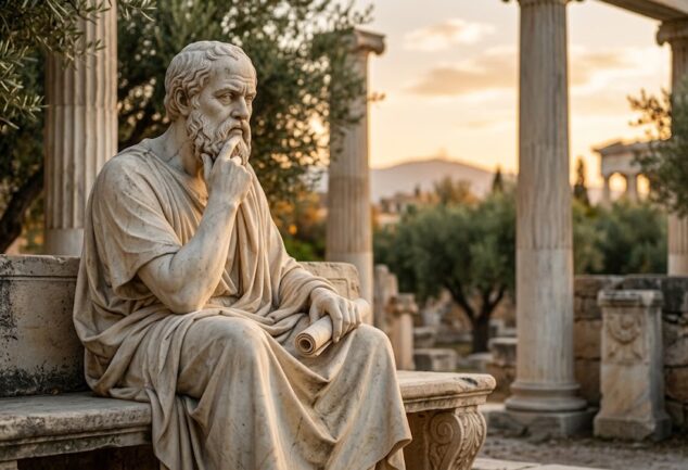 Platon'un gerçek fikir mantıktan gelir tezi için yazının ai resmi.