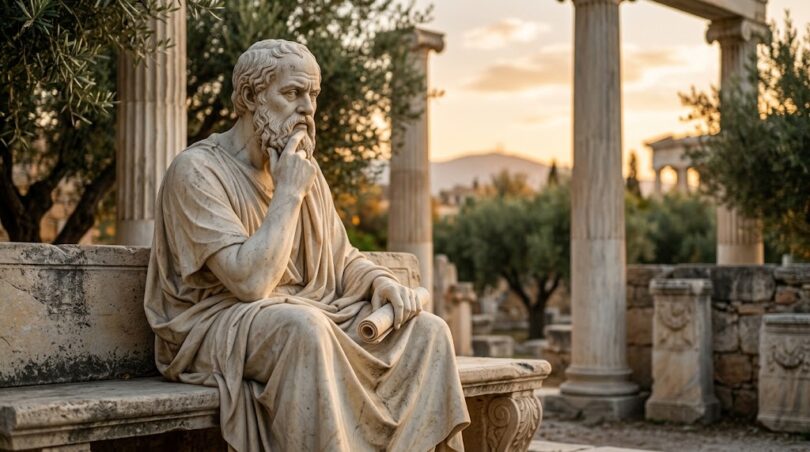 Platon'un gerçek fikir mantıktan gelir tezi için yazının ai resmi.